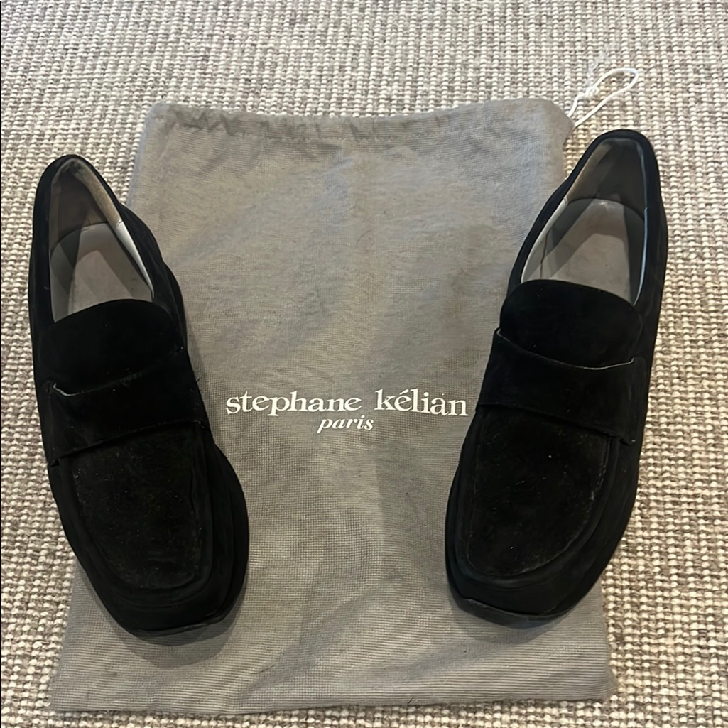 Stephane Kelian Blk Suede Wedge “Loafers” Size 6.5 Lightly Worn.